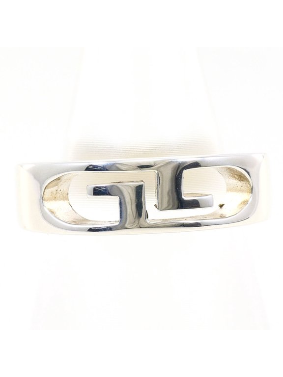 Pre-Owned Gucci Double G Logo Silver Ring, Total Weight 6.2g Condition.