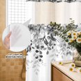 thumbnail image 3 of No Hook Shower Curtain, Grey Shower Curtains for Bathroom with See Through Top Window, Eucalyptus Leaves Waterproof & Washable Bath Curtain Long 72"x78", 3 of 9