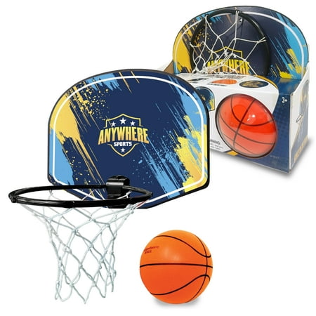 Anywhere Sports Quiet Basketball Hoop Set Over-the-Door with Foam Ball