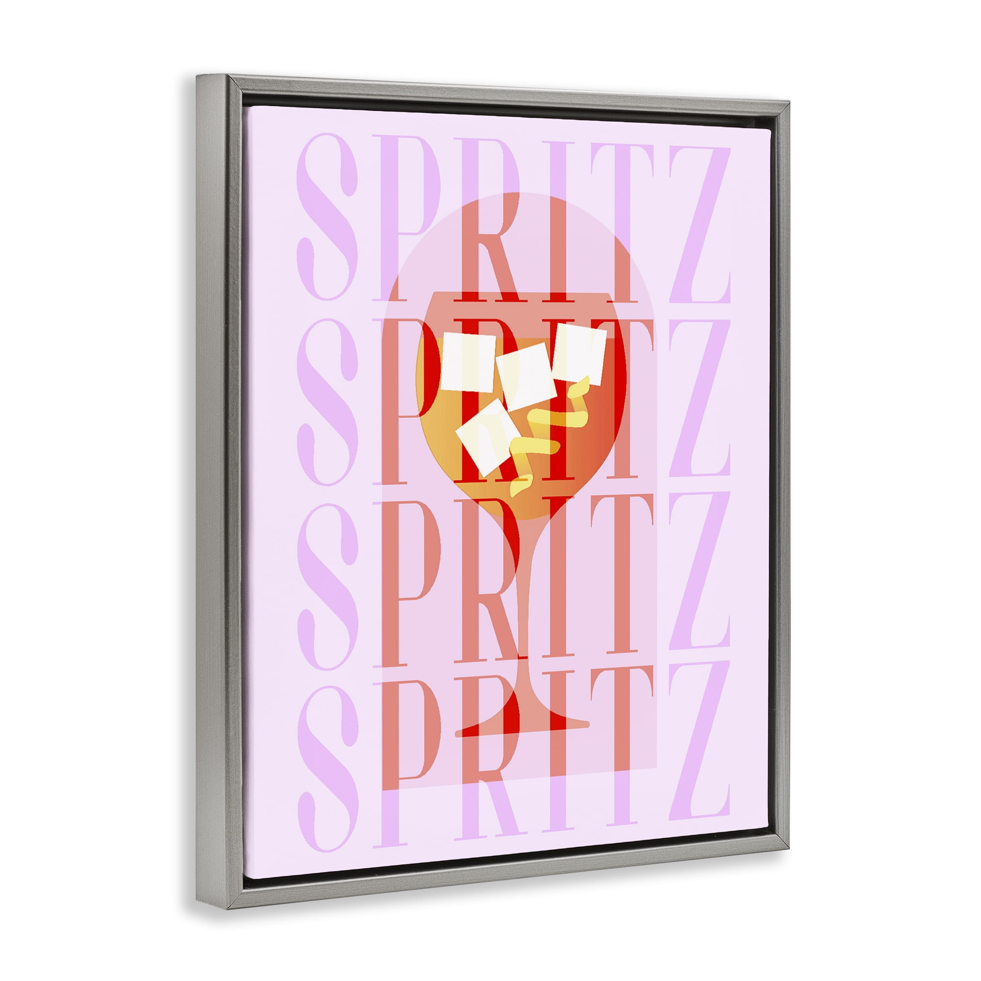 Retro Pastel Spritz Gray Framed Floater Canvas Wall Art, design by Lil' Rue