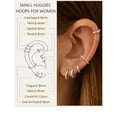 thumbnail image 3 of Jstyle 5 Pairs Small Sterling Silver Hoop Earrings Set for Women Lightweight Tiny Huggie Hoops Silver Mini Cartilage Earrings Pack Hypoallergenic Ear Piercing, 3 of 6