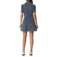 thumbnail image 3 of INSPIRE CHIC Vestido de Mujer de Manga Corta con Botones, Estilo Vintage, Cuello Caído, Vestidos de Mezclilla, M Azul Gris, 3 of 5