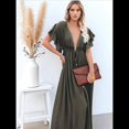 thumbnail image 4 of Vestido Informal de Verano para Mujer, Maxivestido con Volantes y Botones, Estilo Bohemio, Túnica Larga. Verde Talla Única, 4 of 8