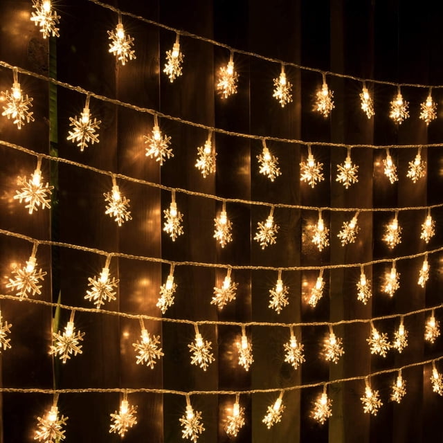 40 luces LED de Navidad de 20 pies con copos de nieve, luces de hadas, 8 modos, impermeables, extensibles para interior, exterior, boda, cumpleaños, árbol de Navidad, decoración de jardín (blanco) Adepaton CZJJ-HY89-1