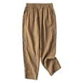 thumbnail image 1 of Women's Summer Solid Color Pocket Loose Elastic Haren Casual Pants - Polyester, Comfortable for Daily, 1 of 3