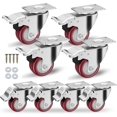 thumbnail image 1 of LinenLoon Casters Set of 8 Heavy Duty - Caster Wheels 2 Inch. Locking Casters. Swivel Casters with Brake (Top Plate). Double Ball Bearing Non Marking Castor Wheels for Cart Furniture Workbench, 1 of 5