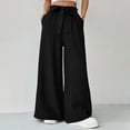 thumbnail image 2 of Lmueinov Women's Paperbag Waist Bow Tie Wide Leg Pants, Casual Hemp Polyester Blend Flowy High Waist Trousers with Pockets, S-XL, 2 of 4