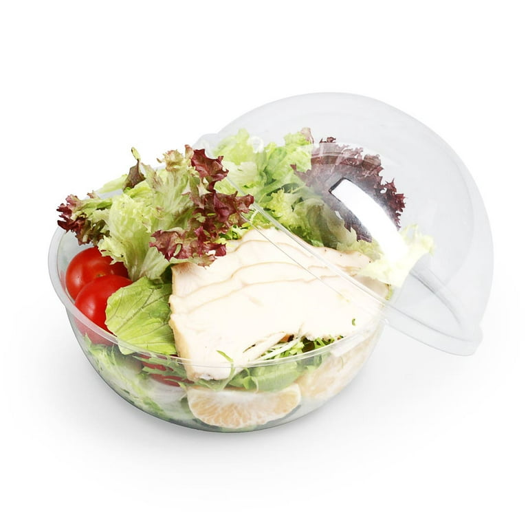 Thermo Tek Kraft Paper Sphere Salad Container Carrier - Fits 21 oz - 50 Count Box, Beige