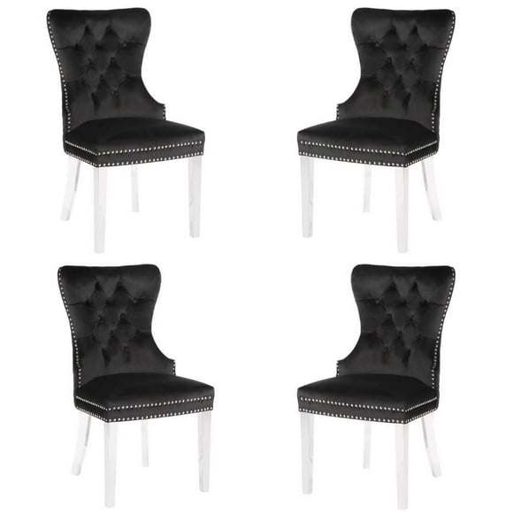CHAISE DE SALLE À MANGER À AILES en Noir ENSEMBLE DE 4
