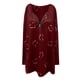thumbnail image 4 of Blusa informal de manga larga con cuello en V y cremallera suelta con estampado de amor para mujer Pompotops gfhjh5078, 4 of 5