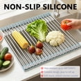 thumbnail image 3 of ReLuien Roll Up Dish Drying Rack, 16.5" x 15.1" Foldable Stainless Steel Dish Drainer Mat,Multipurpose Roll Up Sink Drying Rack for Kitchen Sink, 3 of 8