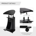 thumbnail image 3 of HOMCOM Mobile Laptop Cart, Sit-to-Stand Computer Desk with Drawer, Height Adjustable Rolling Podium Desk Stand with Swivel Top & Storage, Black, 3 of 4