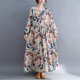 thumbnail image 5 of Vestido suelto de mujer Vintage estampado manga larga cuello redondo cintura alta Casual vestid Abanopi  Vestido, 5 of 7
