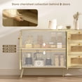 thumbnail image 4 of HOMCOM 47" Rattan Sideboard Buffet Cabinet with Soft-Close Doors, Natural, 4 of 10