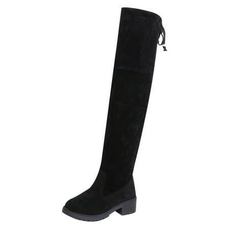 

Womens Thigh High Boots Suede Women Knee High Boots With Block Heel Winter Warm Snow Boots Retro Party Shoes Cowgirl Cowboy Boots Motorcycle Combat Boots Sale Clearance US Size 4 5 6 7 8 9