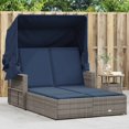 thumbnail image 1 of vidaXL Double Sun Lounger with Canopy and Cushions Grey Poly Rattan, 1 of 5