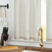 Curtainking Print Rod Pocket Curtains, Crude Linen Textured Cafe Curtains, for Kitchen 26 x 36 2 Panels, Crude