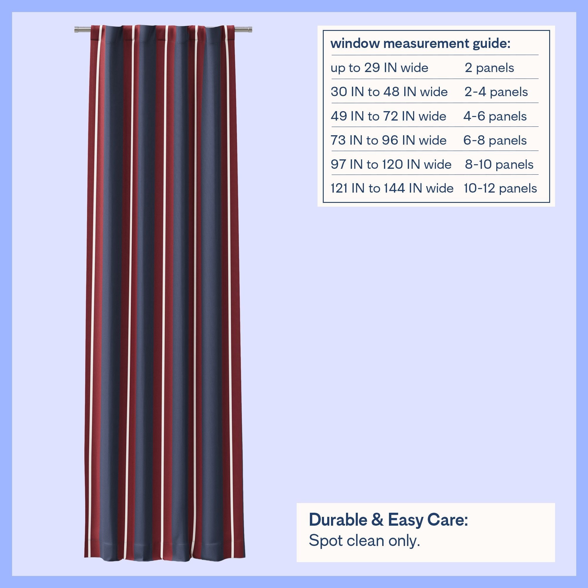 Mainstays Kids Red and Navy Blue Printed Blackout Rod Pocket with Back Tabs Single Curtain Panel, Set of 1, 38" W x 95" L