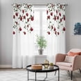 thumbnail image 5 of Red Roses Kitchen Curtains 84 Inch Length, Spring Floral Summer Botanical Weeping Grommet Top Bedroom Living Room Curtains, Light Filtering Cafe Curtain Drapes 2 Panels Set 84''x84'', 5 of 9