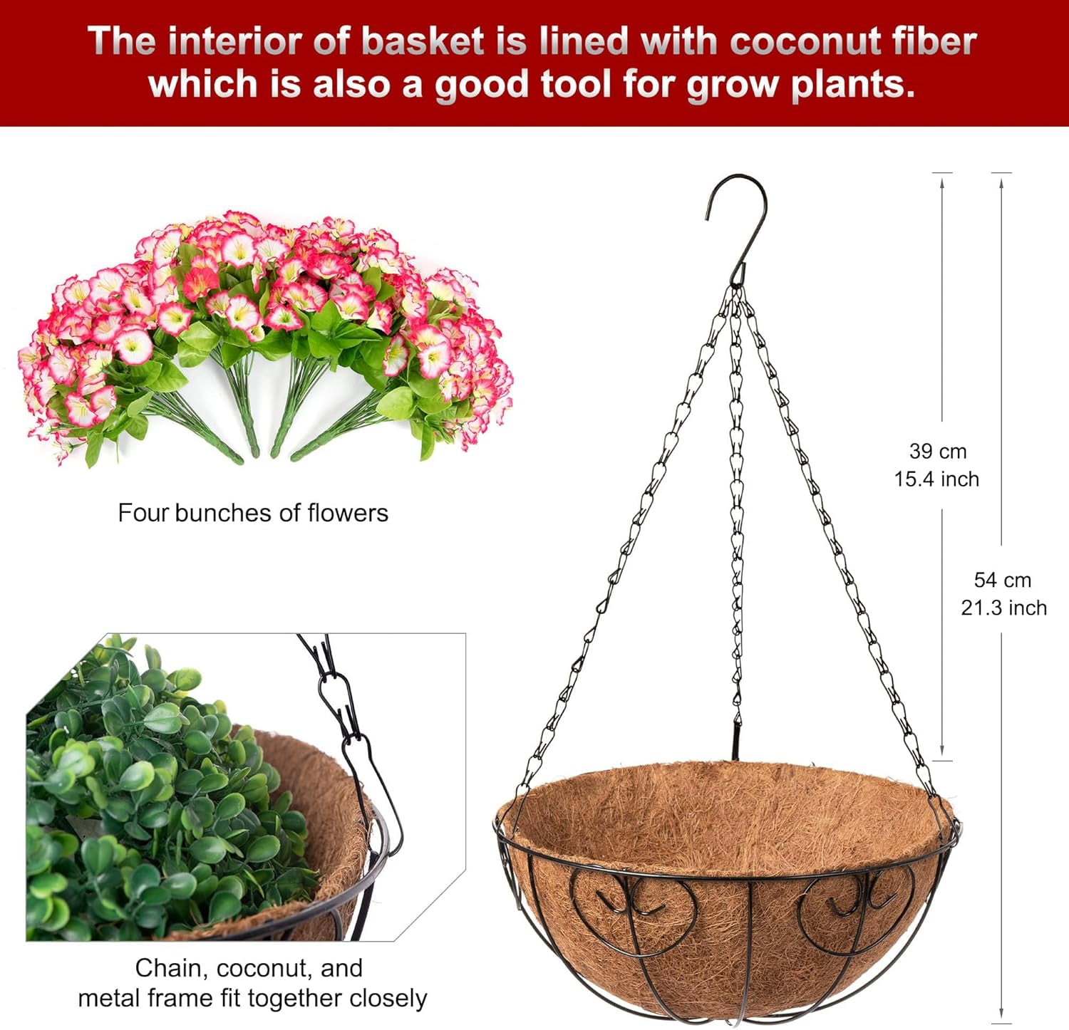 Artificial Fake Hanging Baskets Mums Flowers Plants for Fall Outdoor Decoration,UV Resistant Fake Silk planters Outside Look Real for Home Porch Patio Yard Spring Decor