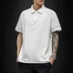 thumbnail image 2 of Camiseta polo para hombre negra con cuello, camisetas de calle lisas, sin logotipo, ropa elegante, holgada, de algodón, 2 of 5