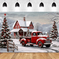 thumbnail image 2 of Christmas Background Cloth New Year Vintage Red Truck Children Photo Studio Photography Background Cloth,B, 2 of 8