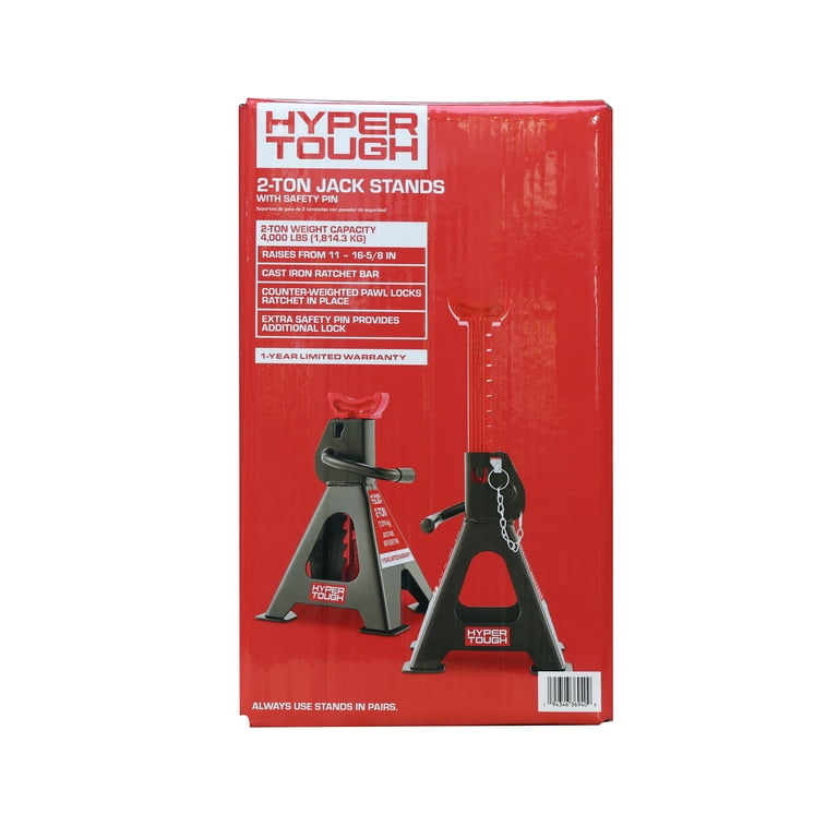 Hyper Tough T42001CW 2 Ton Double Locking Steel Jack Stand, Black