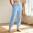 thumbnail image 6 of High Waist Tapered Joggers for Women Elastic Drawstring Ribbed Ankle Cuff Sweatpants Loose Fit Athletic Lounge Pants with Pockets Light Blue 3XL, 6 of 7