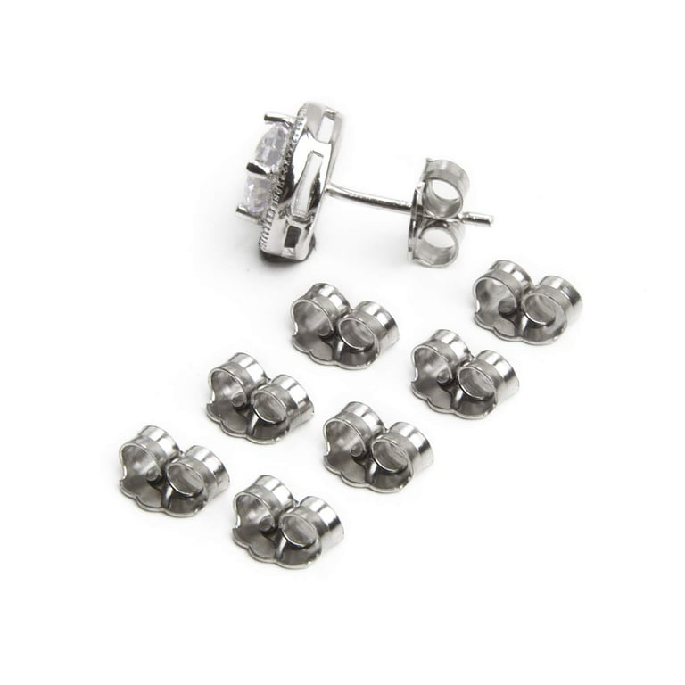 100 Stainless Steel Earring Backs, Butterfly Earring Nuts, fin1055