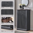 thumbnail image 5 of 10 Gallon Tilt-Out Trash Can Cabinet, Modern Laundry Hamper Cabinet with Drawers, Hidden Garbage Can Cabinet for Kitchen and Living Room, 5 of 8