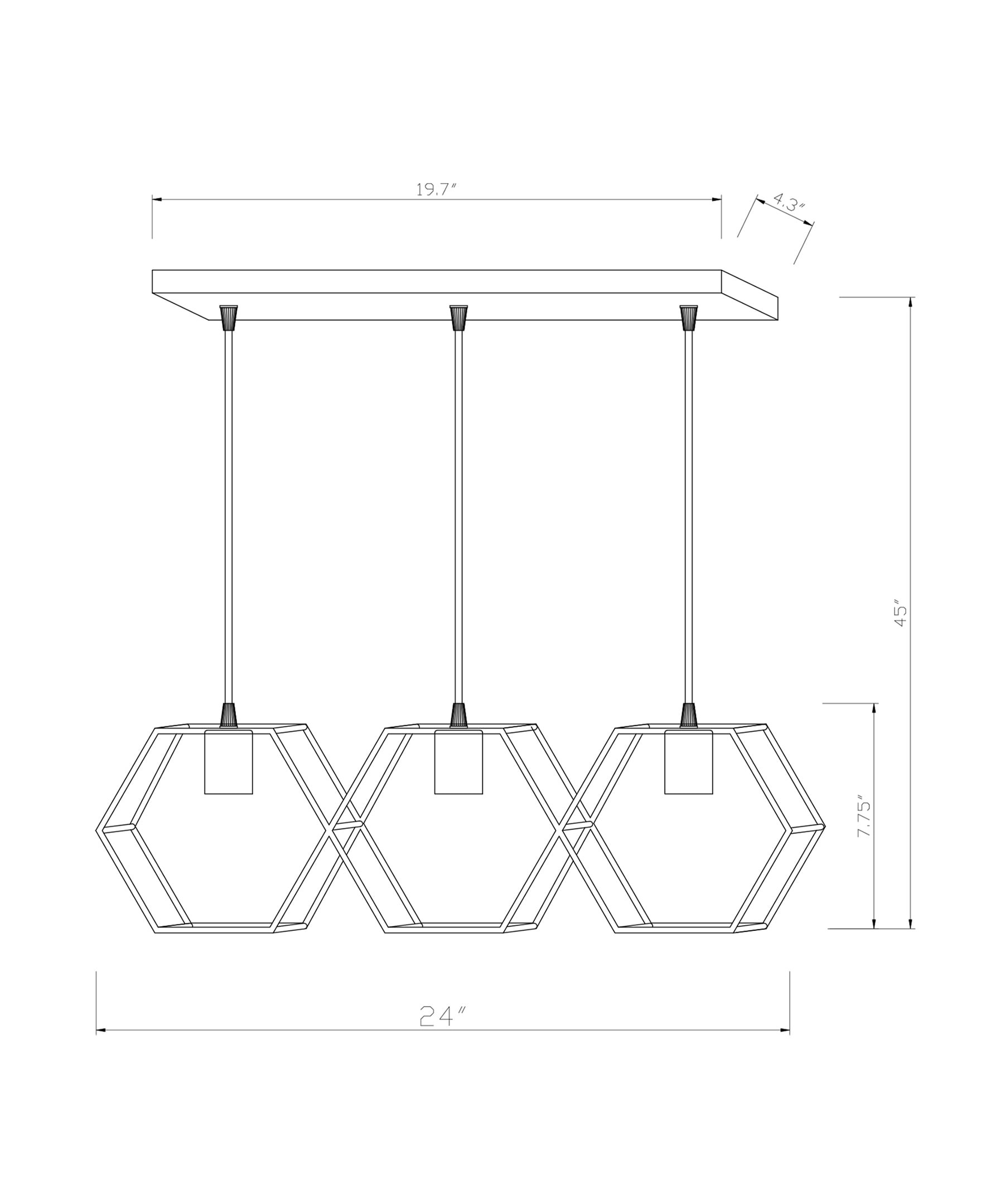 Horatia 24 in. 3-Light Indoor Matte Black and Satin Gold Finish Chandelier with Light Kit