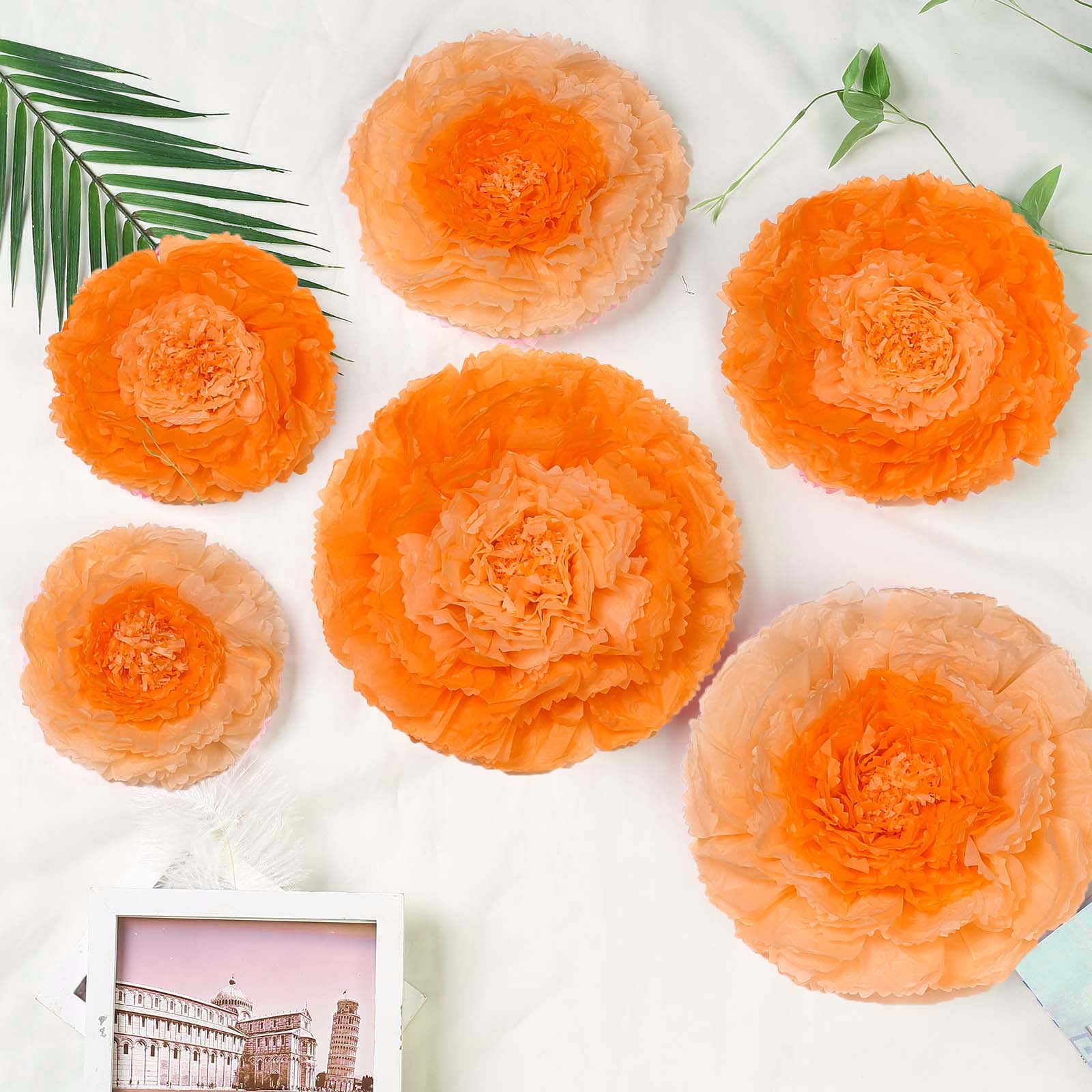 Efavormart 6 Multi Size Pack | Carnation Orange/Coral 3D Wall Flowers ...
