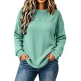 thumbnail image 2 of IUYRTFE Women's Round Neck Waffle Knit Long Sleeve Pullover Solid Color Casual Top with Seam Detail, 2 of 7