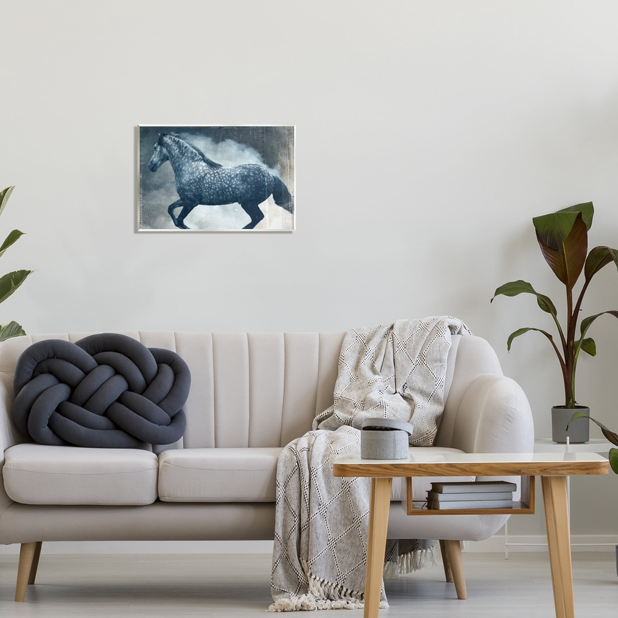 Stupell Industries Blue Galloping Horse Vintage Animals & Insects Painting Unframed Art Print Wall Art