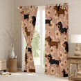thumbnail image 3 of Homewish Vintage Dachshund Animal Blackout Curtains Set of 2 (52x84 Each),Daisy Flowers Curtain,Brown, 3 of 6