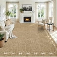 thumbnail image 2 of Garvee 10'x14' Modern Bordered Bow Area Rug Solid Washable Large Rug, Soft Non Slip Low Pile Indoor Mat for Living Room Bedroom Home Office, Linen, 2 of 10