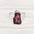 thumbnail image 2 of Natural Garnet Ring, Rough Garnet Gemstone Ring, January Birthstone, Doted Band, 925 Sterling Silver, Womens Ring, Christmas, Thanksgiving, Handmade, Statement Jewelry, Rough Gemstone Jewelry, 2 of 5