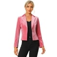thumbnail image 1 of Chaqueta De Traje De Oficina De Negocios Con Solapa Y 1 Botón De Terciopelo Para Mujer Rosa M, 1 of 5