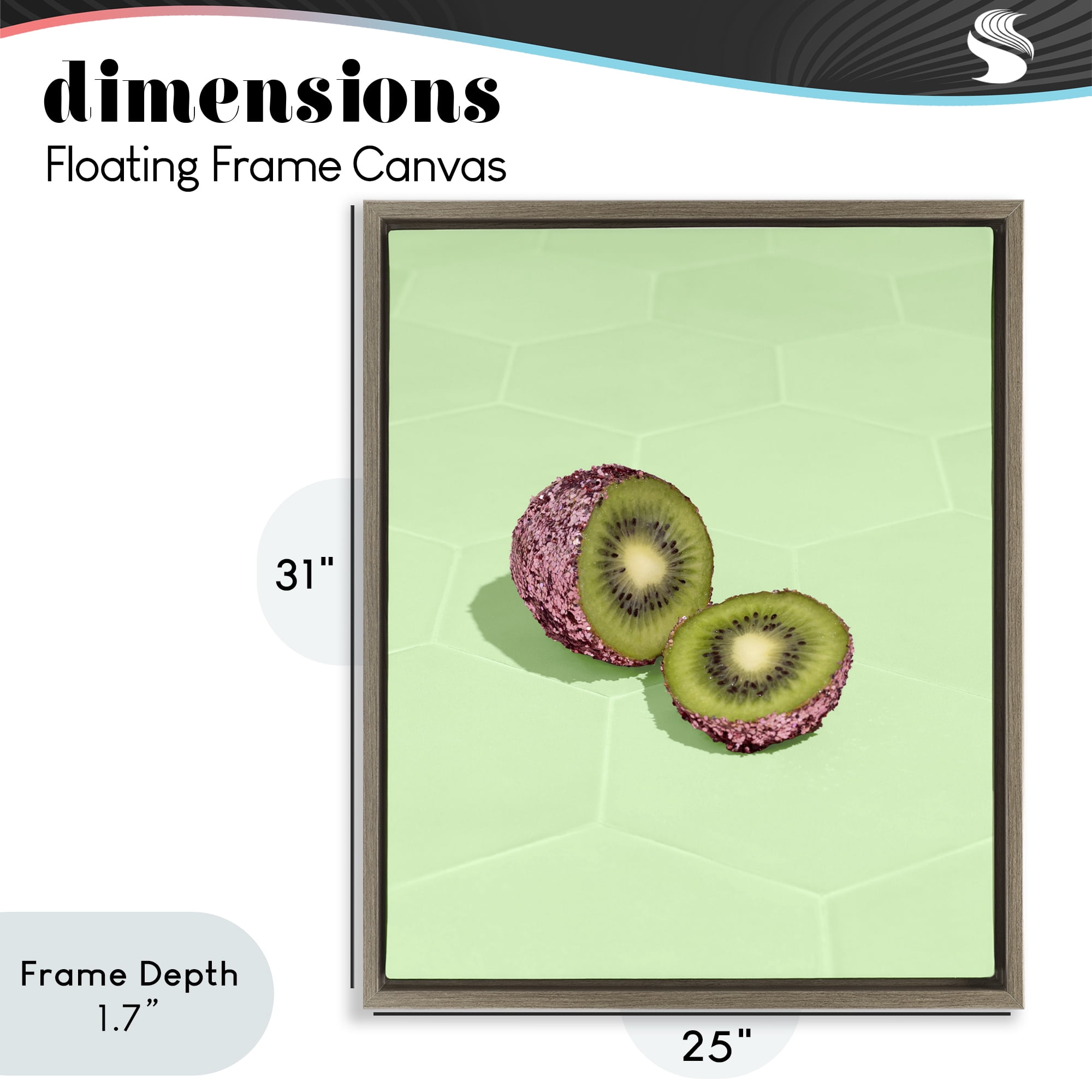 Stupell Industries Green Glimmer Kiwi Brown Framed Floater Canvas Wall Art, design by LISH Creative