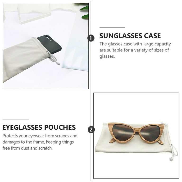 MEIBUTYUP Soft Glasses Pouch Dustproof Sunglasses Pouches White