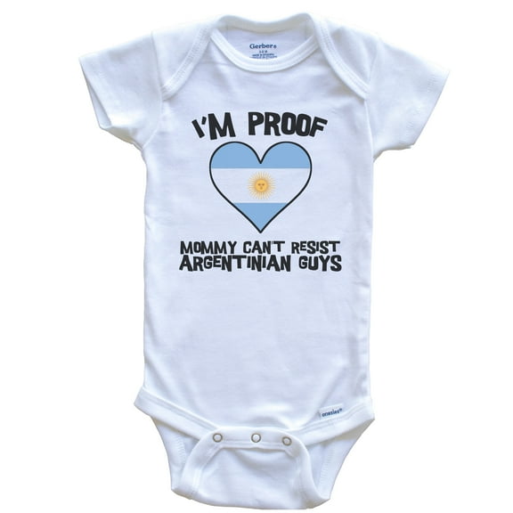 I'm Proof Mommy Can't Resist Argentinian Guys Argentina Flag Heart Baby Bodysuit, 0-3 Months White
