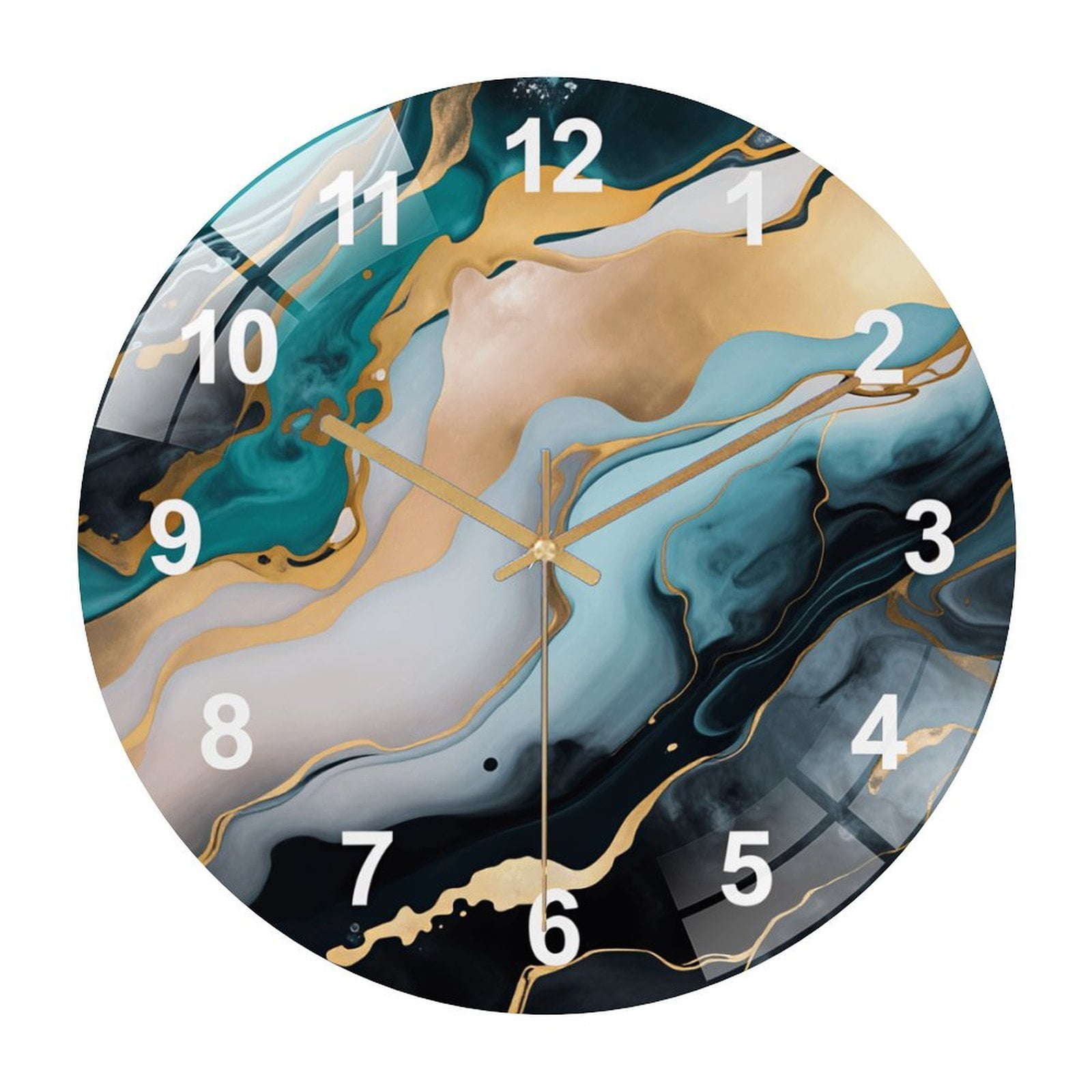 12 Inch Glass Abstract Wall Clock Wall Art, Marbled Style Tempered Glass Wall Clock, Contemporary Art Housewarming Gift Style 12×12inch(30×30cm)