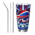 thumbnail image 1 of Taza térmica duradera de acero inoxidable 304 con tema del equipo de fútbol Bills con tapa y pajita Taza térmica de acero inoxidable de 20 oz Taza para automóvil Adecuada para bebidas frías y, 1 of 8
