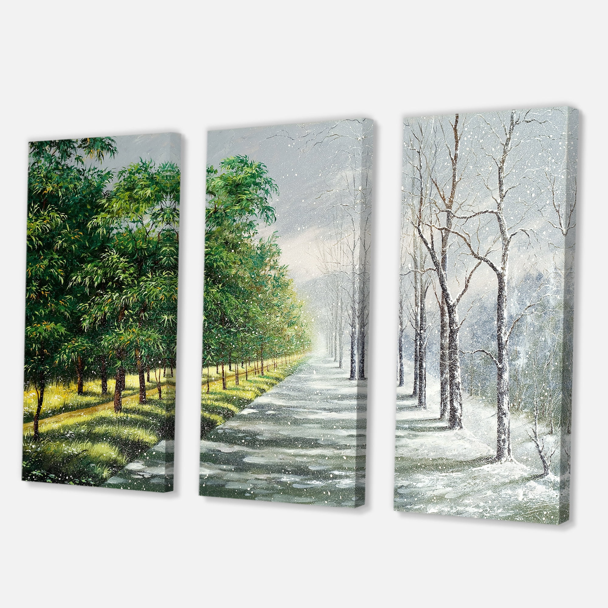 Designart ' Summer and Winter United ' Country Canvas Wall Art Print