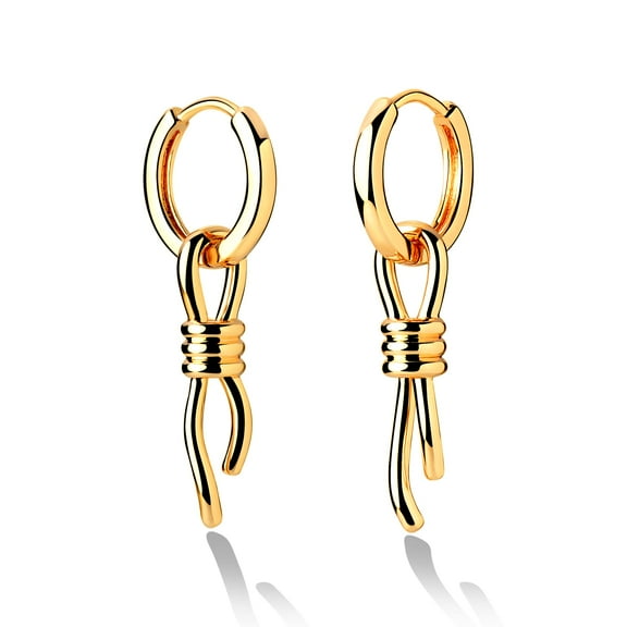 Fettero 14K Gold Plated Dainty Simple Dangle Drop Hoop Earrings for Women Jewelry Gift