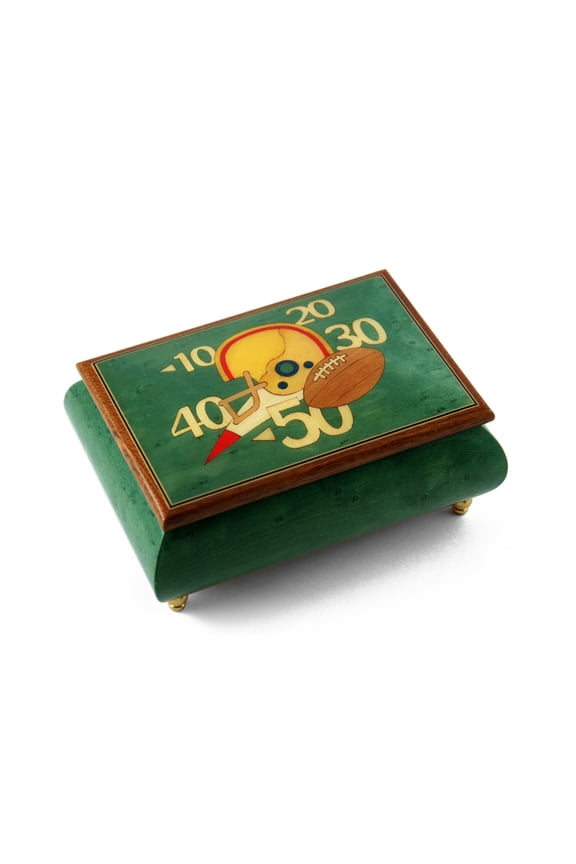 Sports Theme Wood Inlay: Football - Collectible 30 Note Musical Jewelry Box - Beauty and the Beast