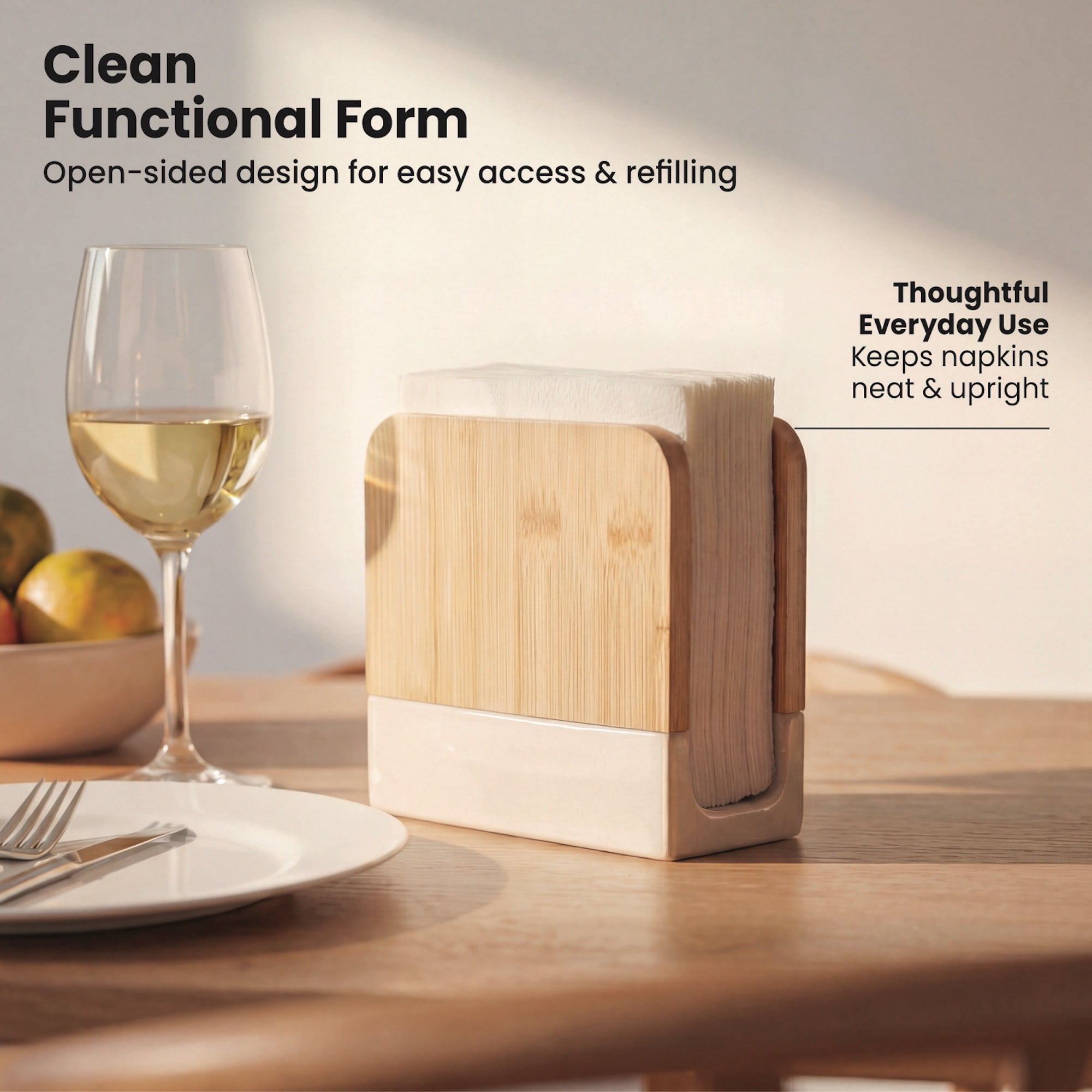 Thyme & Table Ceramic Bamboo Napkin Holder