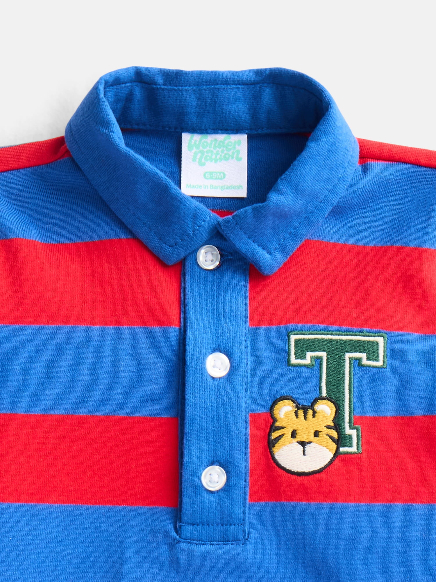 Wonder Nation Baby Boys Striped Polo Shirt and Pants Set, 2-Piece, Sizes 0/3M-24M