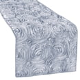 thumbnail image 1 of 1 Pc, Wedding Rosette Satin 12"X106" Table Runner - Dusty Blue For Baby Showers, Quincenearas, Birthday Celebrations & Special Occasion, 1 of 1