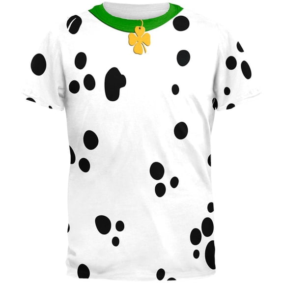 St Patrick's Day Dog Dalmatian Costume Green Collar Shamrock All Over Mens T Shirt Multi MD